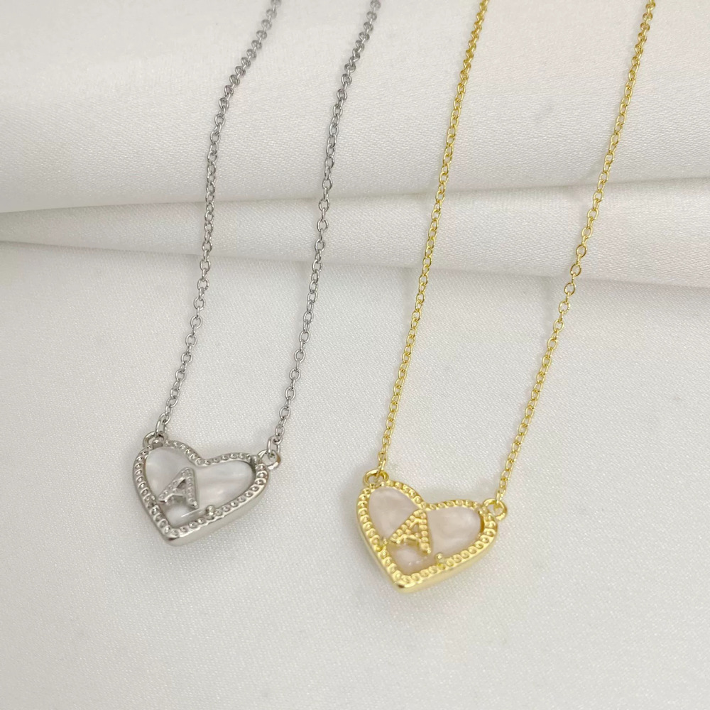 Kendra Scott Inlaid Letter Heart Pendant Metal Necklace